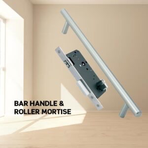 Bar handle and roller mortise (Silver/Black)
